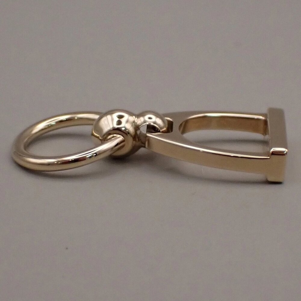 HERMES Logo Charms Etrier Twilly Ring Palladium Plated brass Italy - Picture 12 of 13
